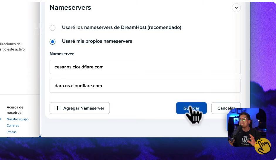 Agregar nameservers