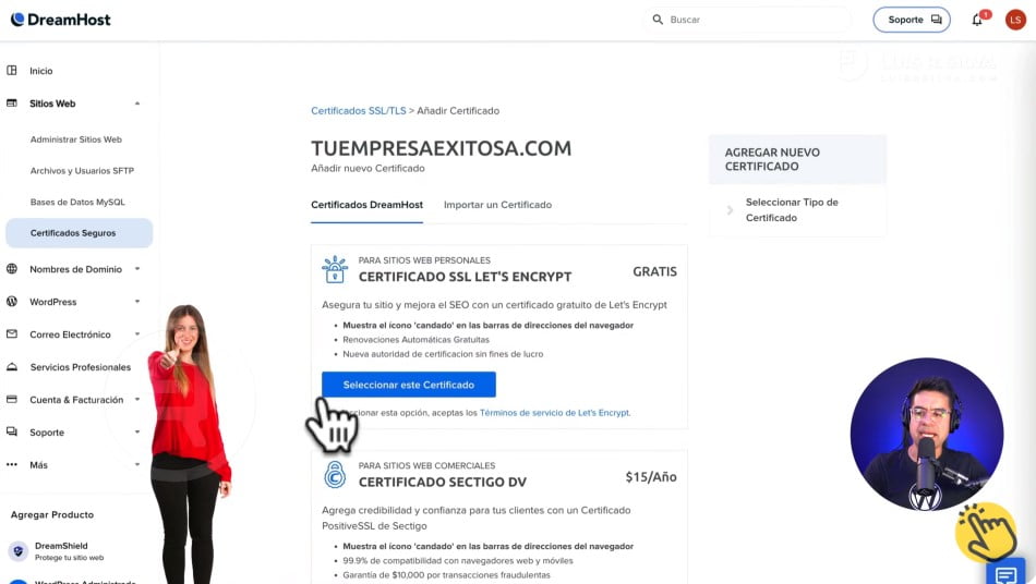 Instalar el certificado SSL en DreamHost