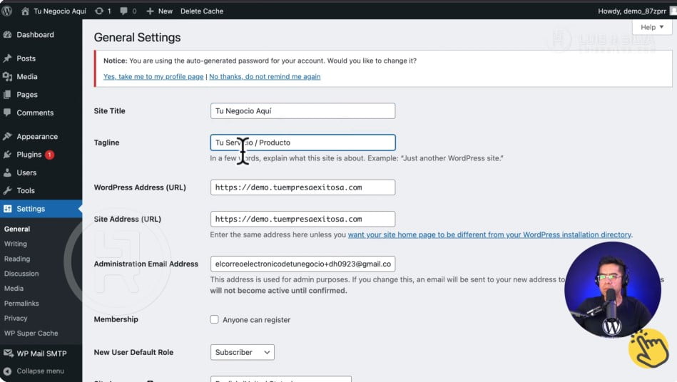 Primeros ajustes en WordPress