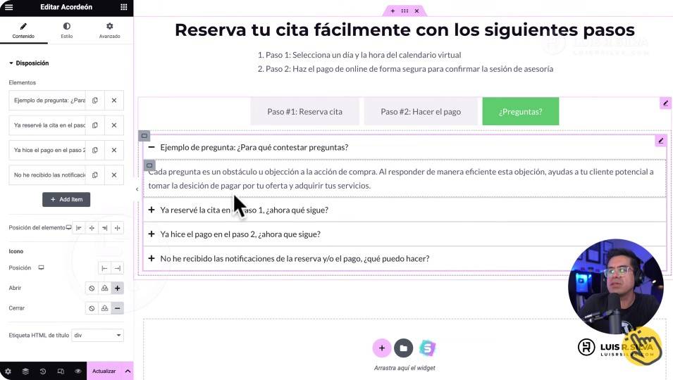 Sistema de reserva de citas en landing page