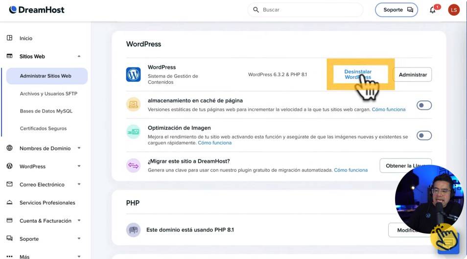 Borrar y reinstalar WordPress desde el hosting