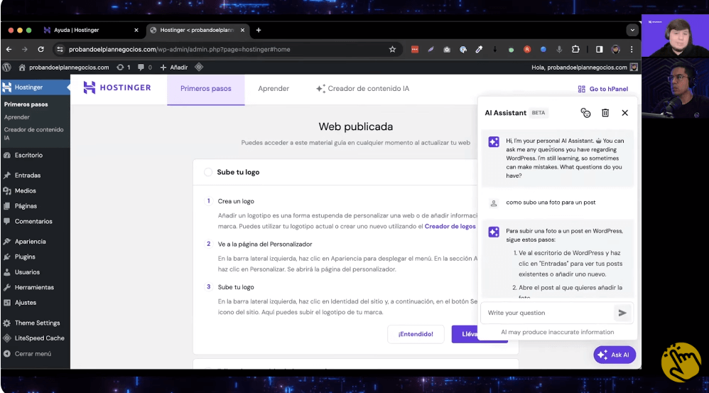 Soporte con IA Hostinger