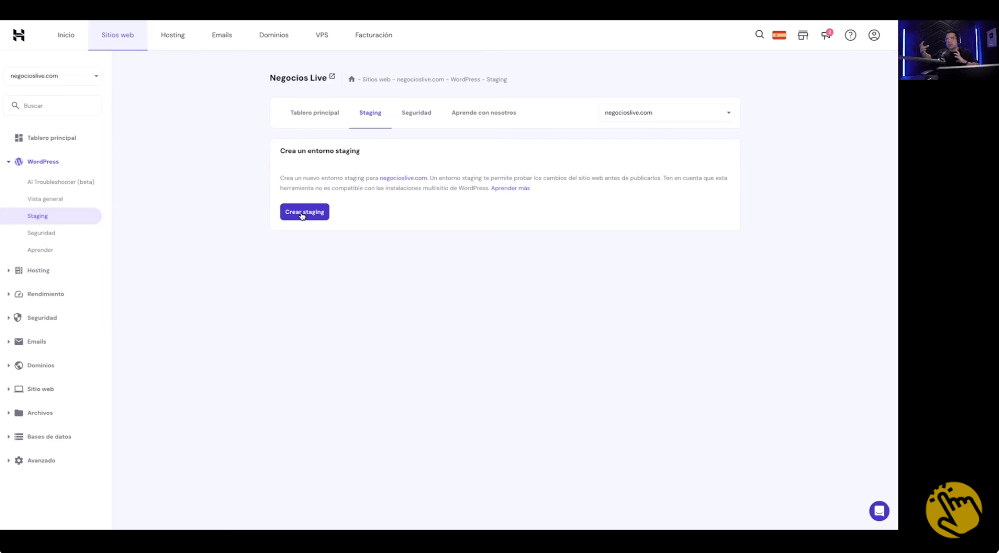 Crear staging en Hostinger