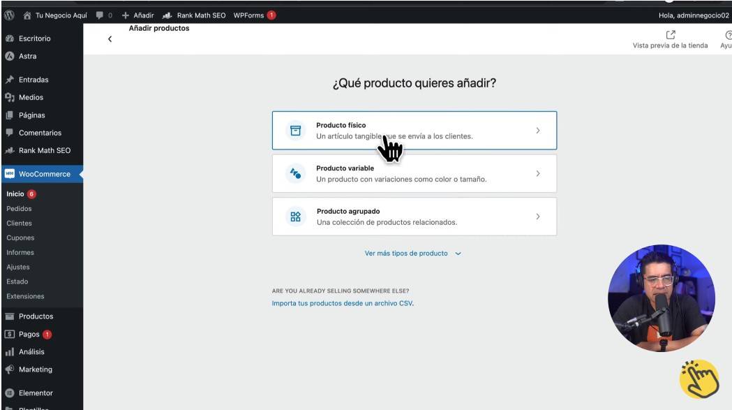 Añadir productos en tienda online