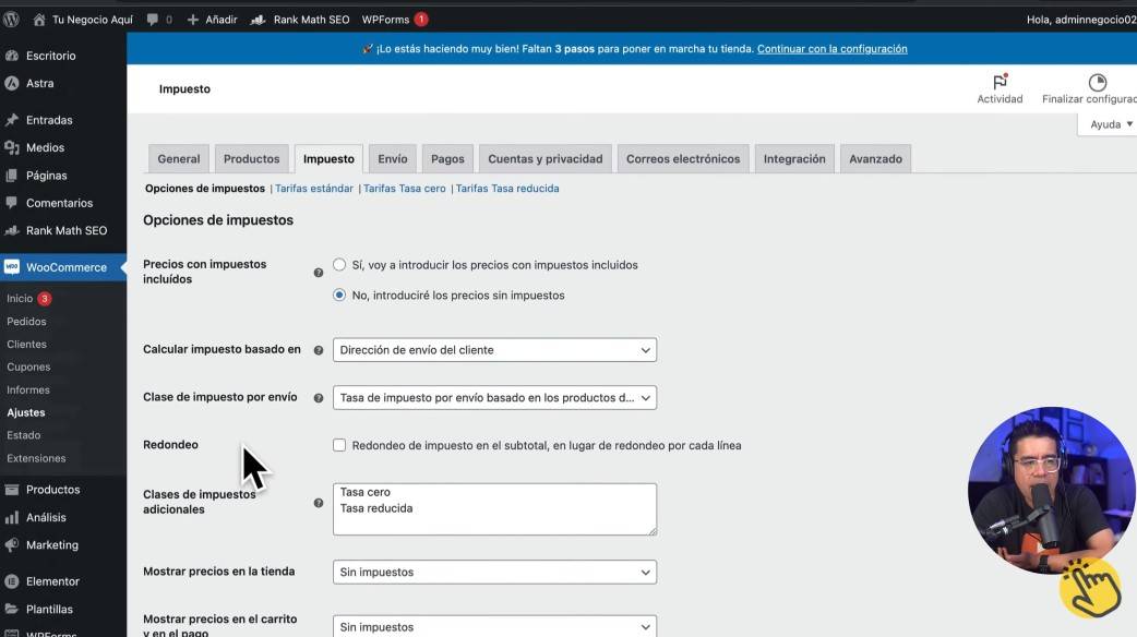 Configurar impuestos en tienda online gratis