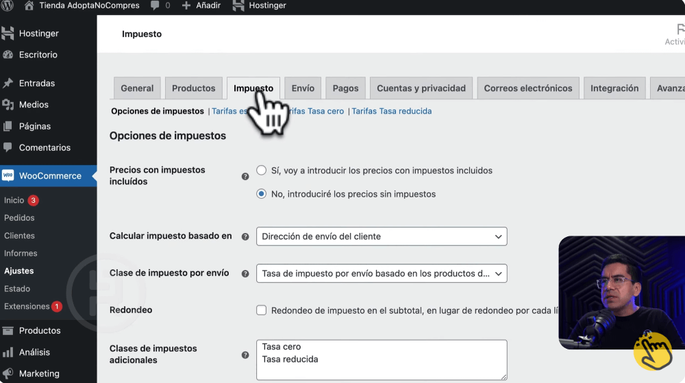 Configurar impuestos en tienda online