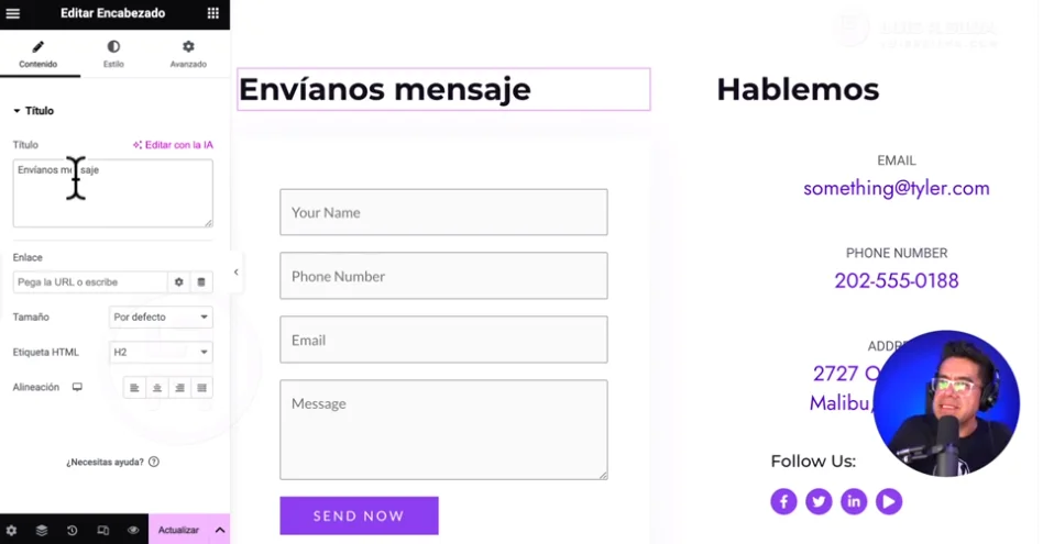 página de contacto