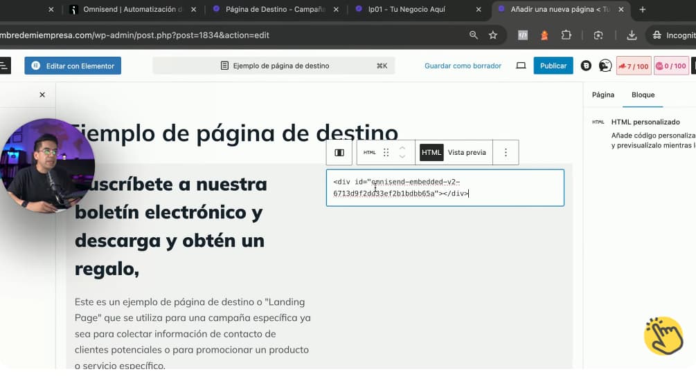 Insertar formulario de suscripción en el sitio web