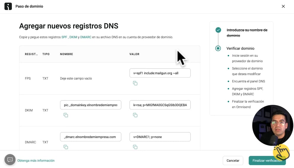 Verificar dominio conectado a Omnisend