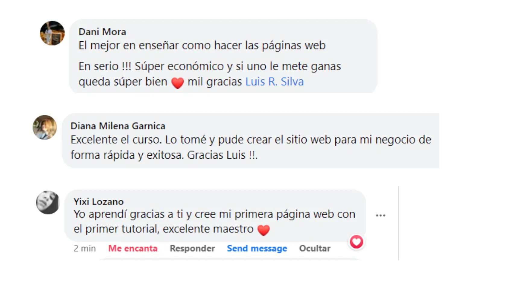 Testimonios Facebook