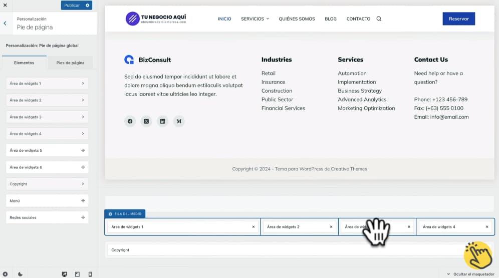 Editar el footer con Astra