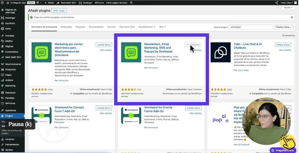 Instalar plugin Omnisend en WordPress